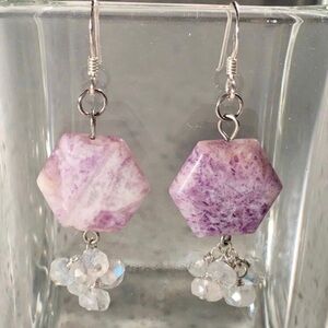 New Handmade Genuine Natural Russian Charoite Sterling Silver Earrings